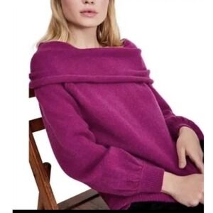 Free People Echo Beach Orchid Womens XS Off Shoulder Cowl Neck Sweater Pullover